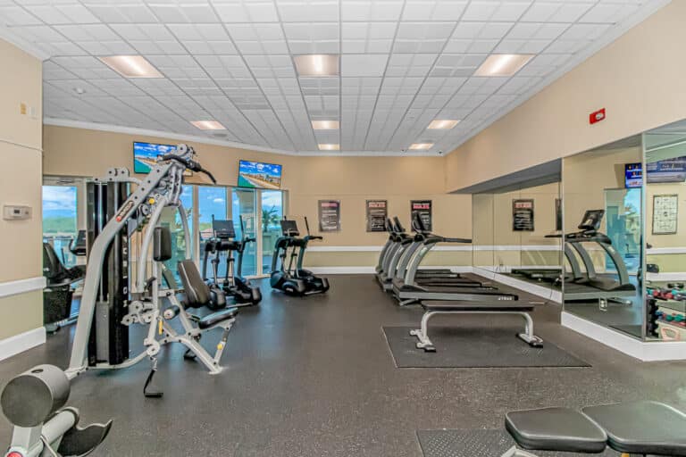 Fitness center with cardio and weight equipment at Mar Vista Grande